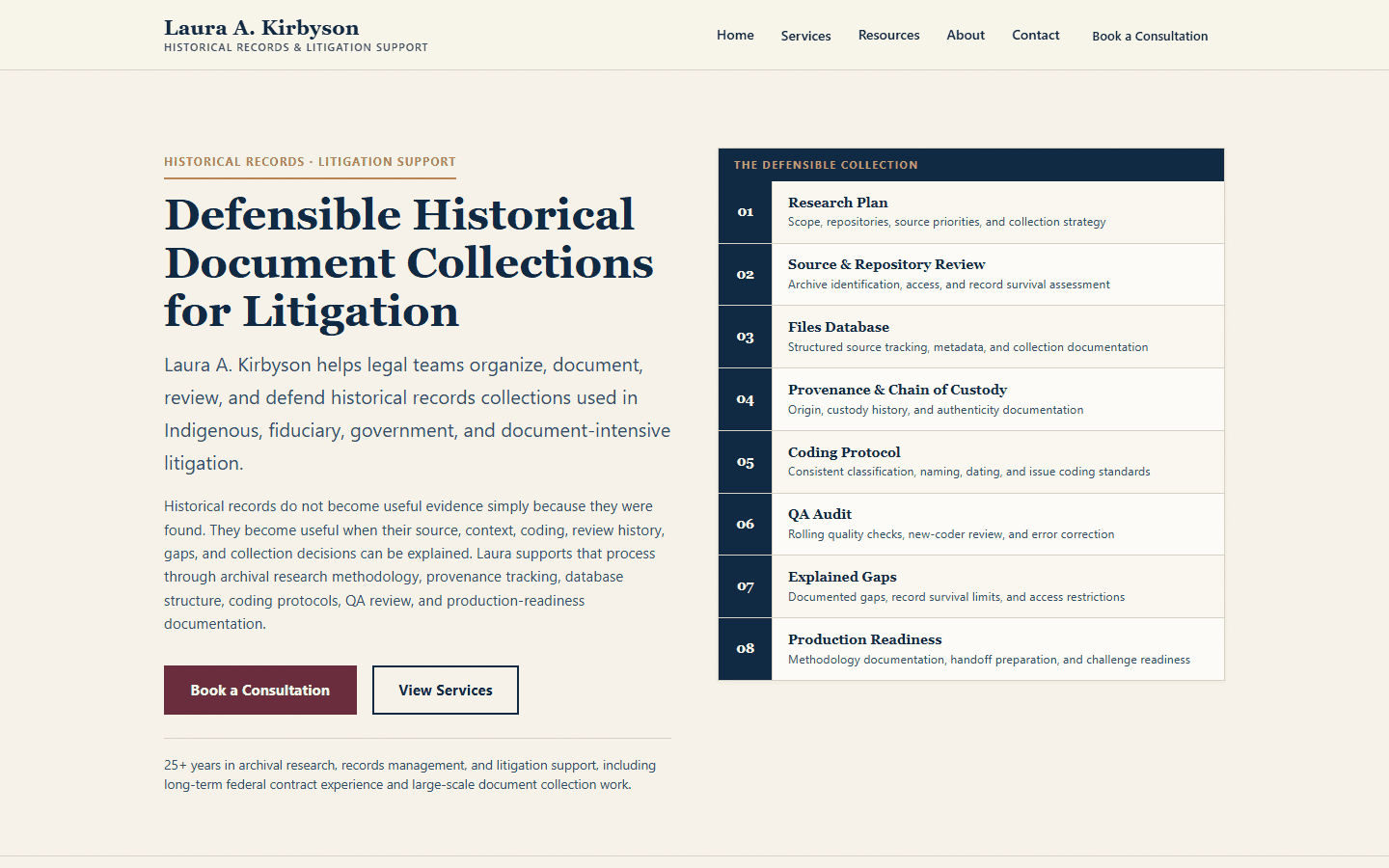 Laura A. Kirbyson website screenshot